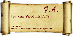 Farkas Apollinár névjegykártya